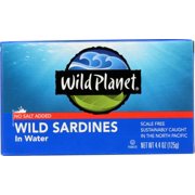 Wild Planet Sardines No Salt in Water, 4.4 oz (Pack of 12)