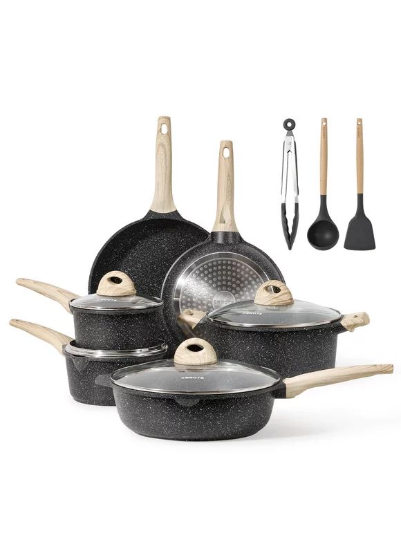 Carote Nonstick Pots and Pans Set, 13 Pcs Induction Kitchen Cookware Sets (Black Granite)