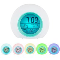 Kids Alarm Clock, Wake Up Light Alarm Clock with 6 Natural Sounds 7 Auto Switch Colors for Kids Adults