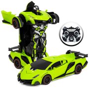 Best Choice Products 1:16 Scale Transforming RC Remote Control Robot Drifting Race Car Toy w/ LED Lights - Green