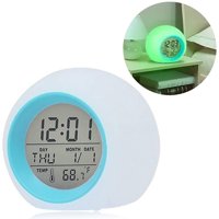 Reactionnx Kids Alarm Clock,Wake Up Digital Clock for Kids,7 Colors Changing Night Light Bedside Clock for Boys Girls Bedroom,with Temperature Calendar,Touch Control and Snoozing