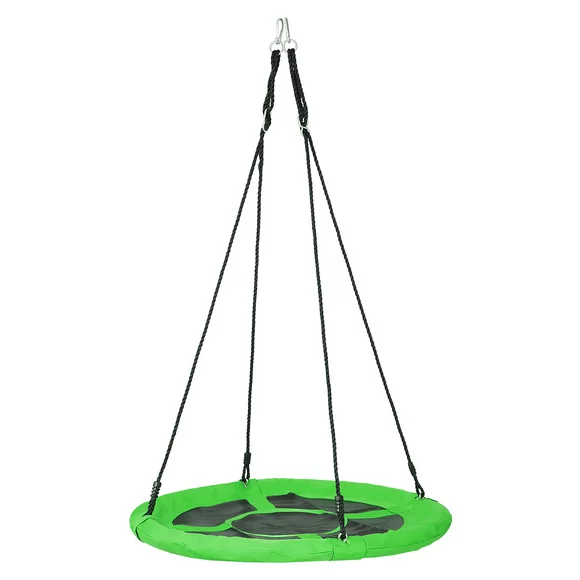 ZENSTYLE 40" Saucer Swing 360 Rotate Adjustable Hanging Ropes Outdoor Web Swing Tree Swing for Kids, Teens (Green)