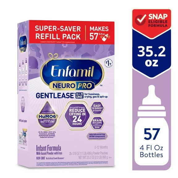Enfamil NeuroPro Gentlease Infant Formula for Fussiness, Gas, and Crying - Powder, 35.2 oz Refill Box