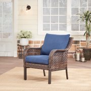 Mainstays Tuscany Ridge Weather Resistant Wicker Outdoor Lounge Chair - Blue/Brown