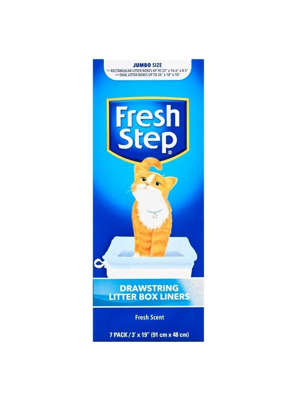 Fresh Step Drawstring Litter Box Liners Scented, Jumbo Size, 36" x 19" - 7 Count