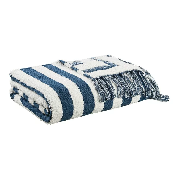 Better Homes & Gardens Textured Cozy Woven Chenille Throw, 50"x72", Blue Arch