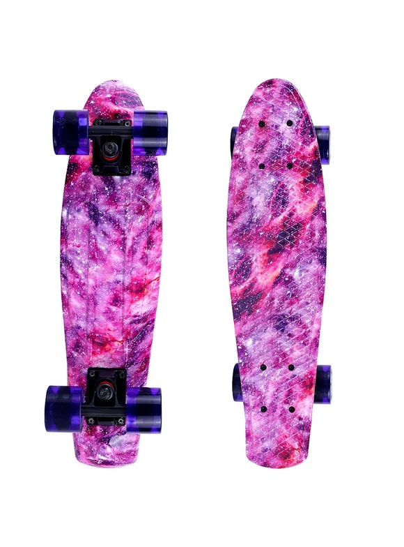 22" Skateboard Complete Street Retro Cruiser Purple Sky Print Deck