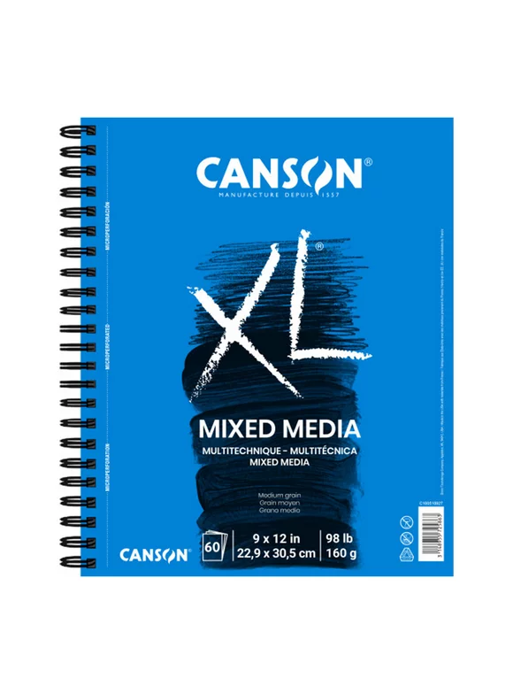Canson XL Mix Media Sketch Pad, 9" x 12" Drawing Paper Spiral Sketchbook, 60 Sheets