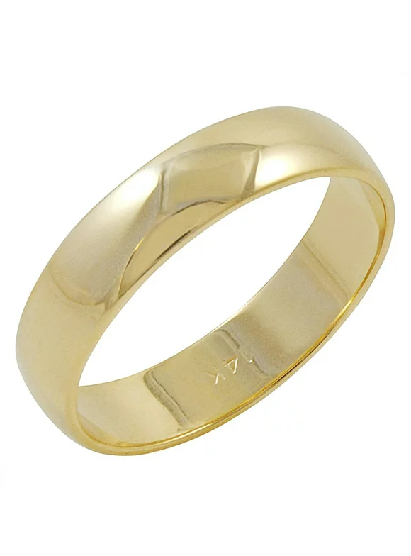 Men's 14K Yellow Gold 5mm Traditional Plain Wedding Band  (Available Ring Sizes 8-12 1/2) Size 10