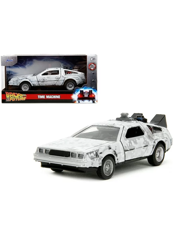 DMC DeLorean Time Machine Brushed Metal (Frost Version) "Back to the Future" (1985) Movie 1/32 Diecast Model Car by Jada