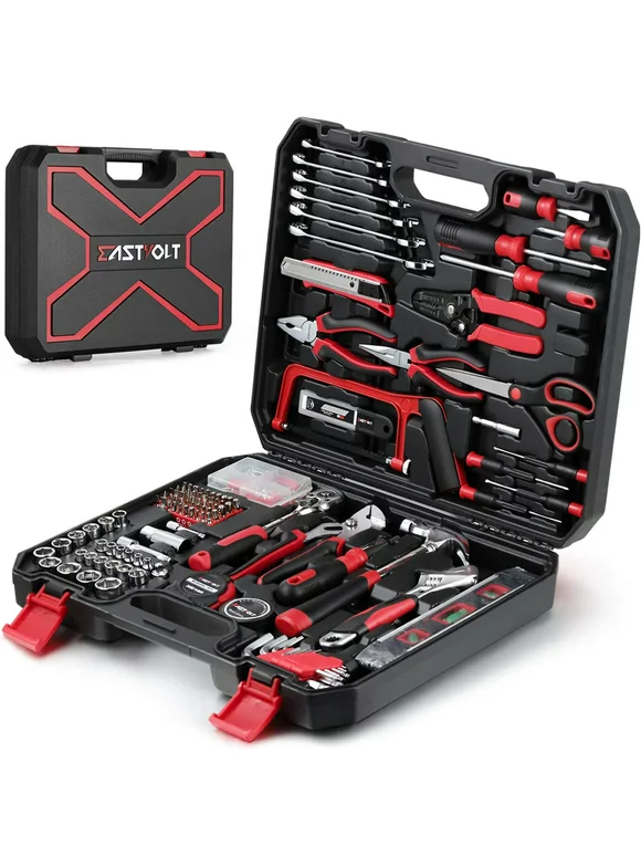 Eastvolt 218-Piece Hand Tool Set, Auto Repair Tool Set, Tool Kits for Homeowner, General Household Hand Tool Set with Hammer, Plier, Socket Kit and Toolbox Storage Case