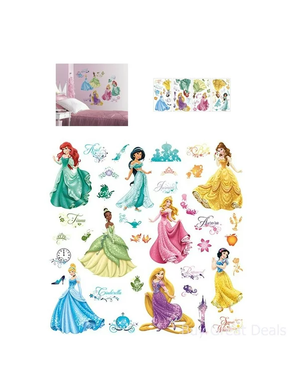 Disney Princess Wall Stickers Royal Debut Peel And Stick Decals Pink Girls New