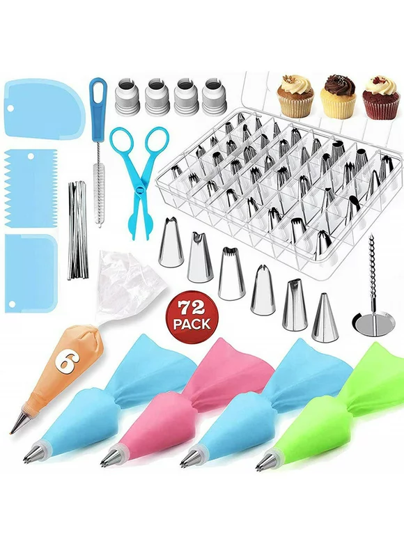Novashion Piping Bags and Tips Set, 72 pcs Cake Decorating Supplies Kit,Cake Decorating with 20 Frosting Bags, 42 Icing Tips Pastry, Cookie, Cupcake and Baking Supplies