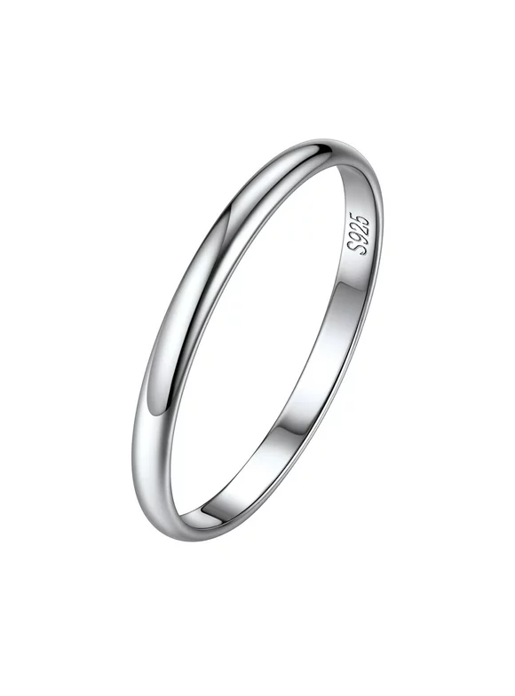 ChicSilver Minimalist Thin Stacking Ring 925 Sterling Silver Round Plain Bridal Band Size 7