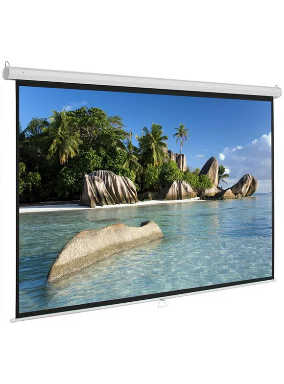 Manual Pull Down Projector Projection Screen Home Theater Movie 84 Inch 16:9