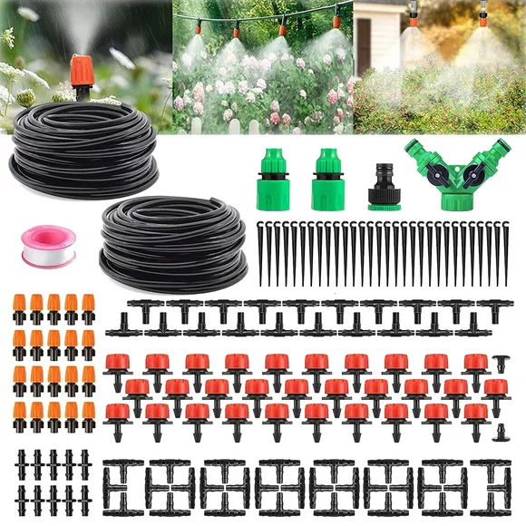 149PCS Garden Irrigation System Automatic Flower Waterer Drip Irrigation Kit 150FT/30m Drip Irrigation Kit with Adjustable Nozzle Sprinkler Intelligent Watering Drip Hose for Garden Backyard