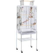 Yaheetech Play Open Top Transparent Bird Cage for Small Birds/Parakeets/Budgies/Cockatiels with Rolling with Stand and Toys & Ladder
