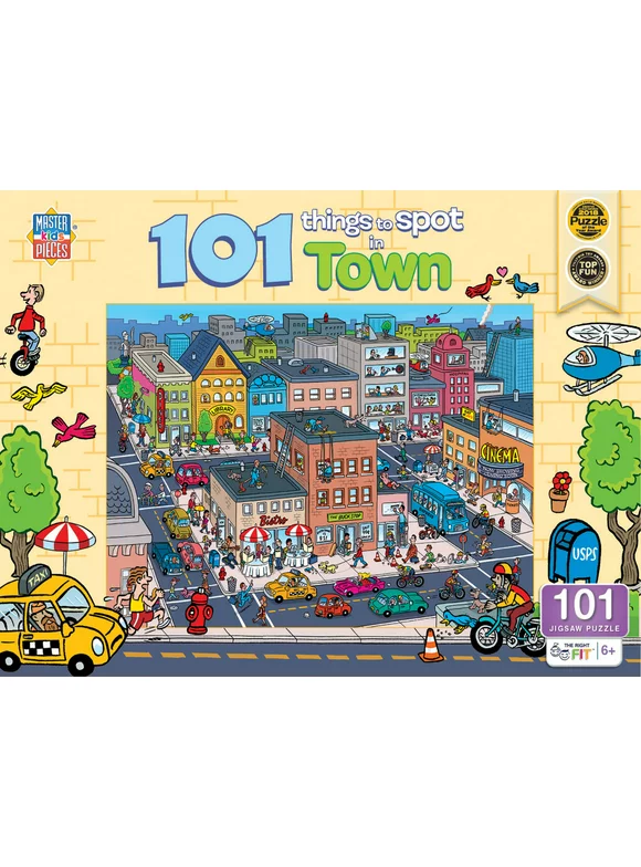 MasterPieces 100 Piece Kids Jigsaw Puzzle - 101 Things to Spot in Town