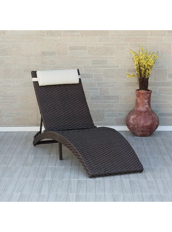 Atlantic Oslo All-Weather Wicker Lounge Chair Recliner Outdoor Patio Furniture Adjustable, Brown