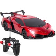 Best Choice Products 1/24 Officially Licensed RC Lamborghini Veneno Sport Racing Car w/ 27MHz Remote Control - Red