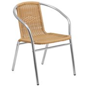 Flash Furniture Aluminum and Rattan Commercial Indoor-Outdoor Restaurant Stack Chair Multiple Colors