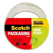 Scotch Sure Start Packaging Tape, Clear, 1.88" x 54.60 yd, 3 Rolls