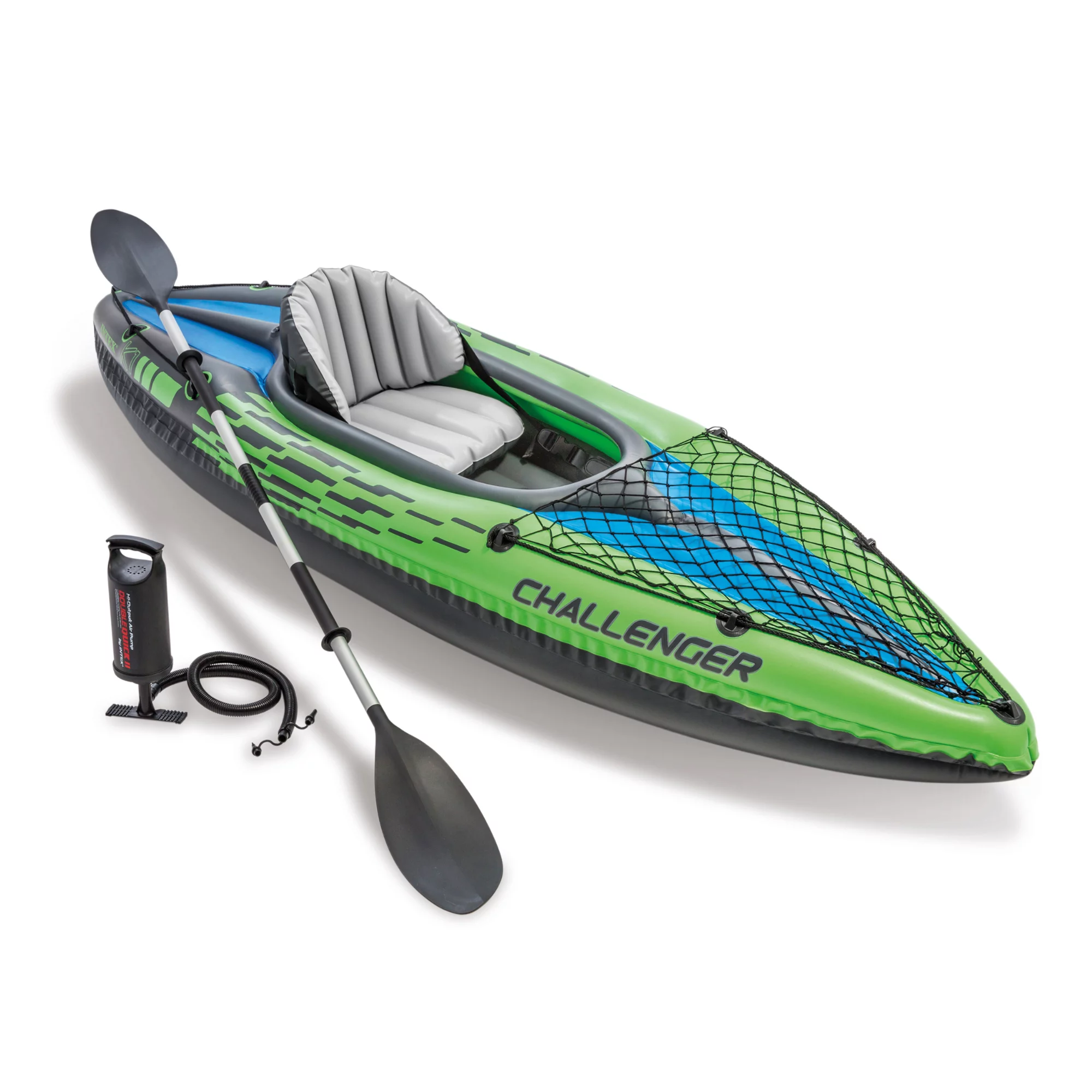 Intex Challenger K1 Inflatable Single Person Kayak Set Accessory Kit & Pump
