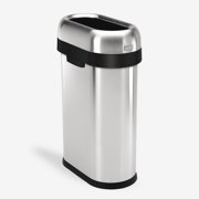 simplehuman 50 Liter / 13.2 Gallon Slim Open Top Trash Can, Commercial Grade Heavy Gauge Brushed Stainless Steel