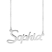 Personalized Sterling Silver or 14K Gold Plated Sterling Silver "Heather" Script Name Necklace with 18 inch Link Chain. Spring Ring Clasp.
