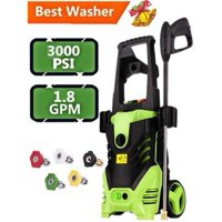 High Electric Pressure Washer,Car Washer Power Washer with Max3000 PSI,6.0L/Min, (5) Nozzle Adapter, Longer Cables and Hoses and Detergent Tank,for Cleaning C ars, Houses Driveways, Patios