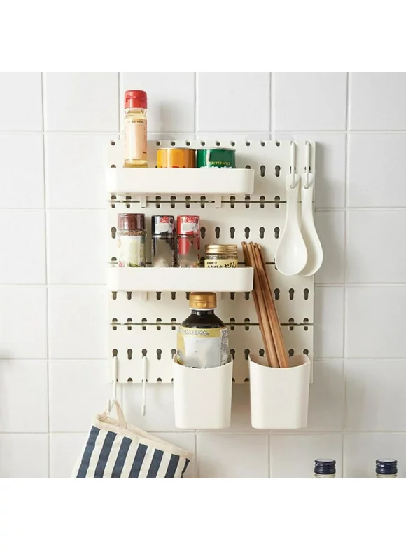 2021 Clearance Nordic Style Household Plastic Pegboard Shelf Punch-free For Home Kitchen Bathroom Pegboard Storage Organizer Accessories