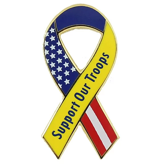 Support Our Troops Patriotic Ribbon Pin