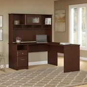 Bush Furniture Cabot 60W L Shaped Computer Desk with Hutch and Drawers