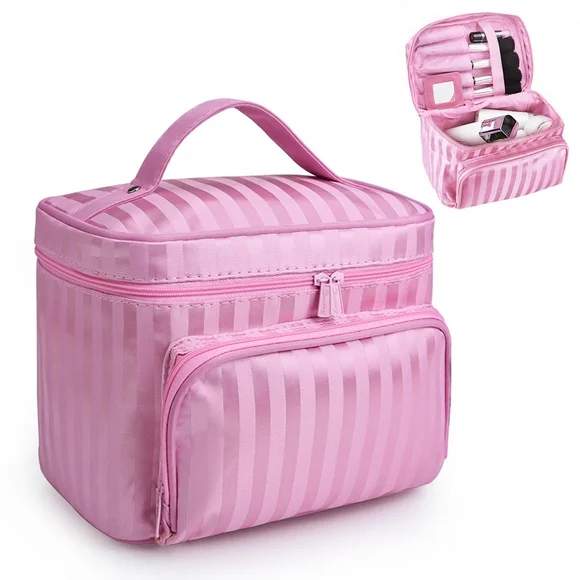EEEkit Portable Travel Makeup Bag, Waterproof Toiletry Organizer for Women Girls, Pink