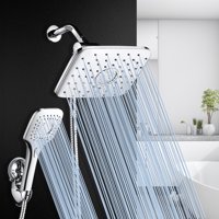 9''x7'' Rain Shower Head and Handheld Combo, Adjustable Rainfall Showerhead, Ultra-Luxury Chrome Plated Shower Head Combo with 3-way Water Diverter, Wall Bracket and 1.5M Hose