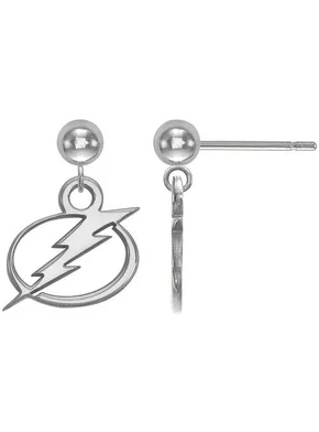 LogoArt NHL Tampa Bay Lightning Sterling Silver Dangle Ball Earrings
