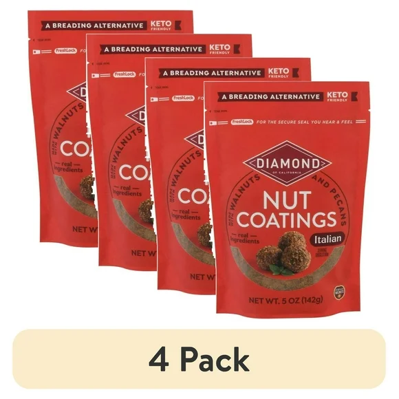 (4 pack) Diamond of California Italian Walnut & Pecan Nut Mix Coating, Breading Alternative, 5 oz