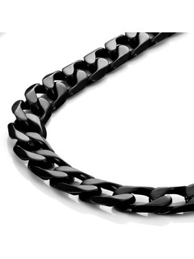 Powerful Mens Necklace Black 316L Stainless Steel Chain (6mm, 18 Inches)