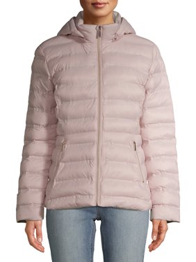 Time and Tru Women's Packable Puffer Jacket with Hood