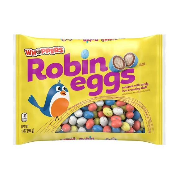Whoppers Robin Eggs Malted Milk Balls Easter Candy, Bag 13 oz