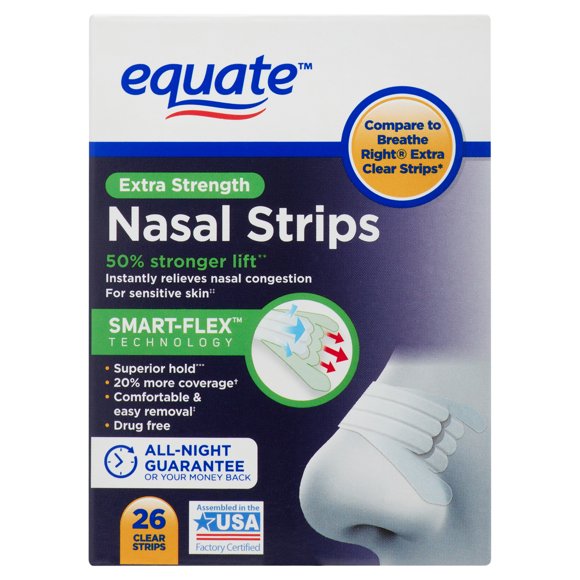 Equate Extra Strength Clear Nasal Strips, 26 Count