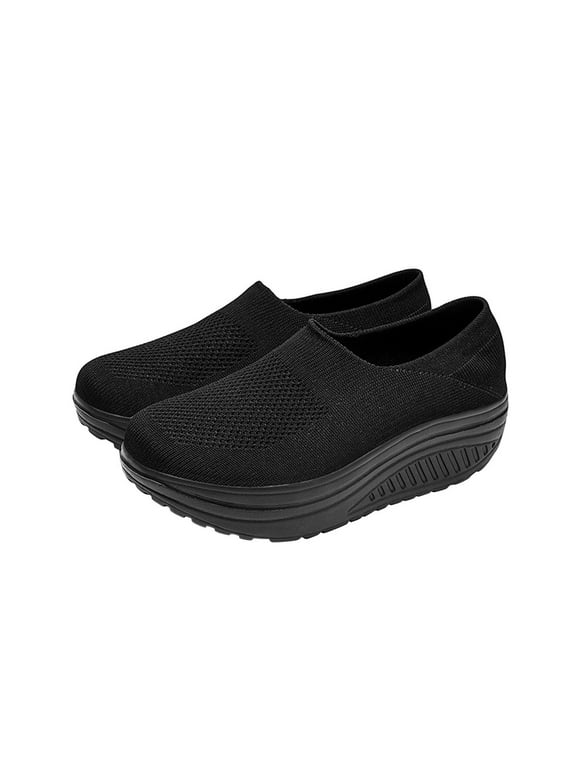 Aueoeo Slip Resistant Work Shoes for Women Plus Size Sneakers - Nurse Women's Shoes Thick Sole Washed Platform Shoes Clearance