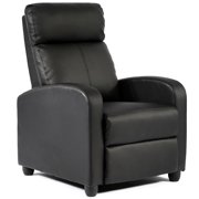 Modern Home Theater Recliner in Faux Black Leather