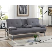 Naomi Home Futon Sofa Bed with Armrest, Multiple Colors