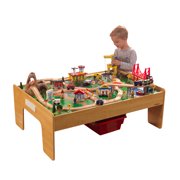 KidKraft Adventure Town Railway Wooden Train Set & Table with EZ Kraft Assembly with 120 accessories included