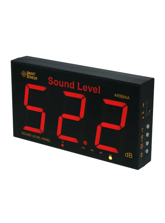 SMART SENSOR AR884A Sound Level Meter with Large LCD Screen Wall Mounted Digital Sound Level Meter Digital Noisemeter Decibel Monitoring Tester Noise Volume Measuring Instrument 30-130dB Measuring