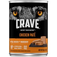 CRAVE Grain Free Adult Canned High Protein Natural Soft Wet Dog Food Chicken Pat, 12.5 oz. can