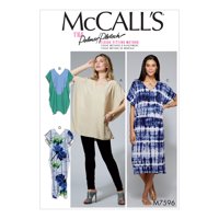 McCall's Sewing Pattern Misses' Loose-Fitting V-Neck Pullover Tunic and Dresses with-XS-S-M