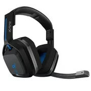 Certified refurbished Grade A Logitech Astro A20 Wireless Gaming Headset for PS4 & PC w/Boom Microphone & Astro Command Center (Black/Blue)