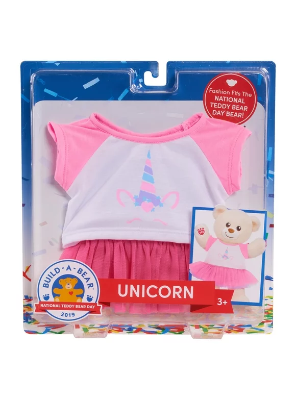 Build-A-Bear Workshop National Teddy Bear Day, Unicorn Fashion Set,  Kids Toys for Ages 3 Up, Gifts and Presents